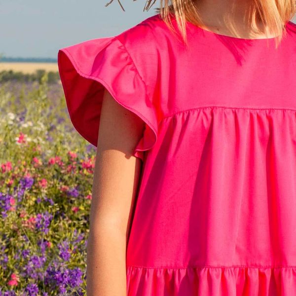 Дитяча, підліткова літня сукня для дівчинки в малиновому кольорі D-004-21 crimson фото