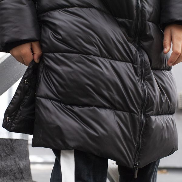 Чорне зимове пальто унісекс W-0059-19 фото