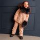 Дитячий демісезонний костюм бежевого кольору з натуральної опушкою W-0011-16 beige фото 1