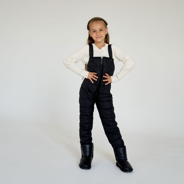 Дитячий зимовий костюм з натуральної опушенням в чорному кольорі для дівчинки 080-21 black girl фото