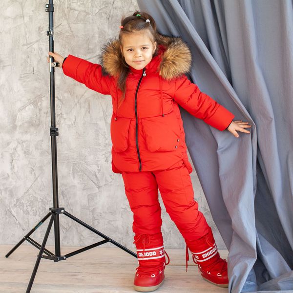 Дитячий зимовий костюм червоного кольору з водовідштовхувальним плащової тканини W-0042-17 red фото