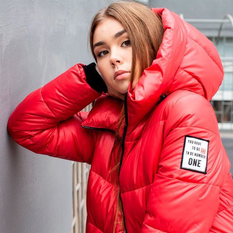 Підліткове зимове пальто на дівчинку червоного кольору W-0058-19 фото