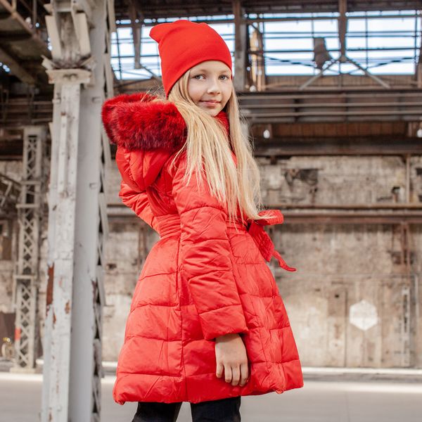 Підліткове демісезонне пальто червоного кольору з водовідштовхувальної плащової тканини AC-002-17 red фото