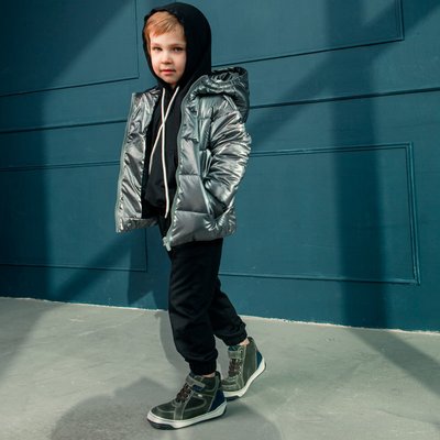 Демісезонна дитяча куртка в темно сірому кольорі для хлопчика J-22-21 dark grey фото