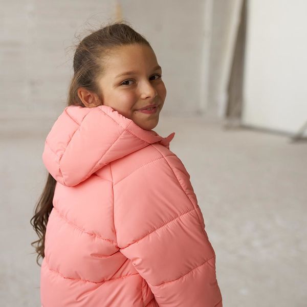 Дитяча подовжена зимова куртка в рожевому кольорі для дівчинки WJ-078-21 pink girl фото