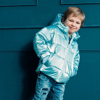 Демісезонна дитяча куртка в блакитному кольорі для хлопчика J-22-21 light blue фото