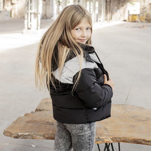 Демісезонна підліткова куртка з світловідбиваючими вставками Grey girl на дівчинку J-023-20 grey фото