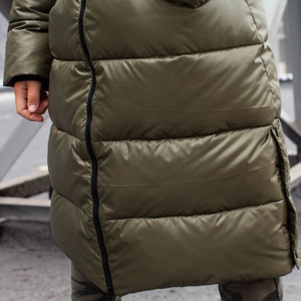 Підліткове зимове пальто кольору хакі на хлопчика W-0060-10 фото