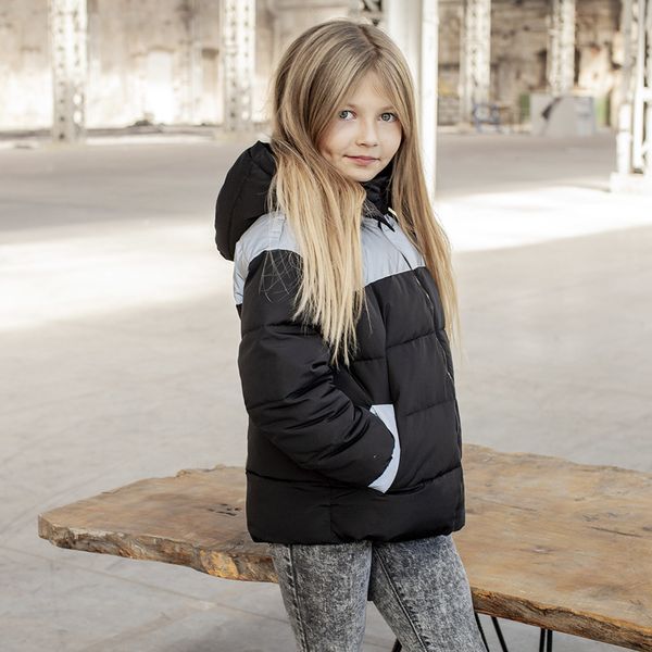 Демісезонна підліткова куртка з світловідбиваючими вставками Grey girl на дівчинку J-023-20 grey фото