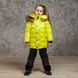 Дитячий зимовий костюм з натуральної опушенням в жовтому кольорі для дівчинки W-079-21 neon yellow girl фото 6