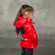 Демісезонна дитяча куртка червоного кольору з лакової плащової тканини та нашивкою J-20-20 BABY RED фото 4