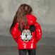 Демісезонна дитяча куртка червоного кольору з лакової плащової тканини та нашивкою J-20-20 BABY RED фото 6