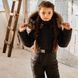 Дитячий зимовий комбінезон з натуральною опушкою в чорному кольорі для дівчинки WK-008-21 black girl фото 5