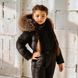 Дитячий зимовий комбінезон з натуральною опушкою в чорному кольорі для дівчинки WK-008-21 black girl фото 2