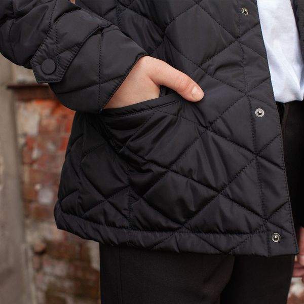 Демісезонна чорна куртка на підлітка хлопчика J-003-19 black фото