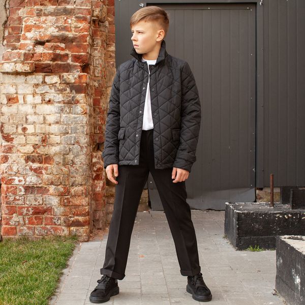 Демісезонна чорна куртка на підлітка хлопчика J-003-19 black фото