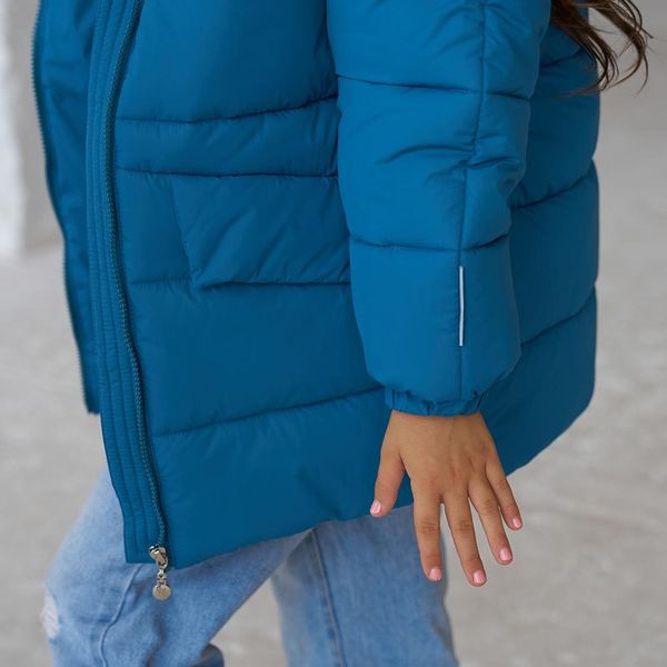 Дитяча подовжена зимова куртка в кольорі морська хвиля для дівчинки WJ-078-21 see wave girl фото