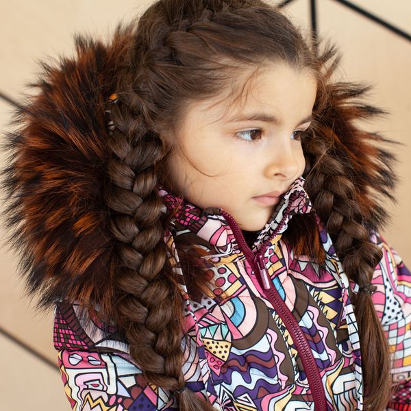 Дитячий зимовий костюм з натуральної опушкою для дівчаток W-0024-19 фото