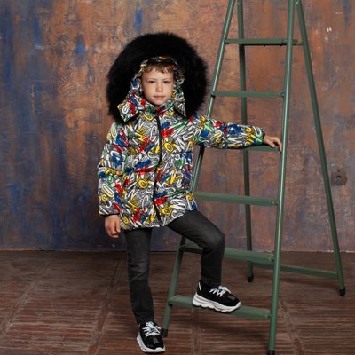 Дитяча зимова куртка з авторським принтом для хлопчиків J-0024-20 фото