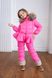 Детский зимний розовый зимний комбинезон с натуральной опушкой 10000420 фото 6