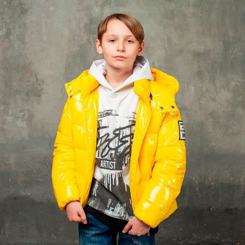 Демісезонна жовта куртка на підлітка з лакової плащової тканини j-21-20 yellow фото