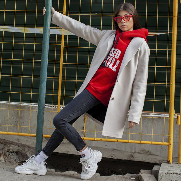 Підліткове кашемірове пальто білого кольору на дівчинку C-0010-19 BEIGE фото