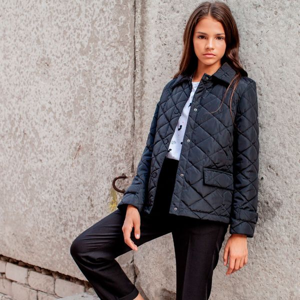 Демісезонне чорна куртка на підлітка дівчинку J-003-19 Black фото