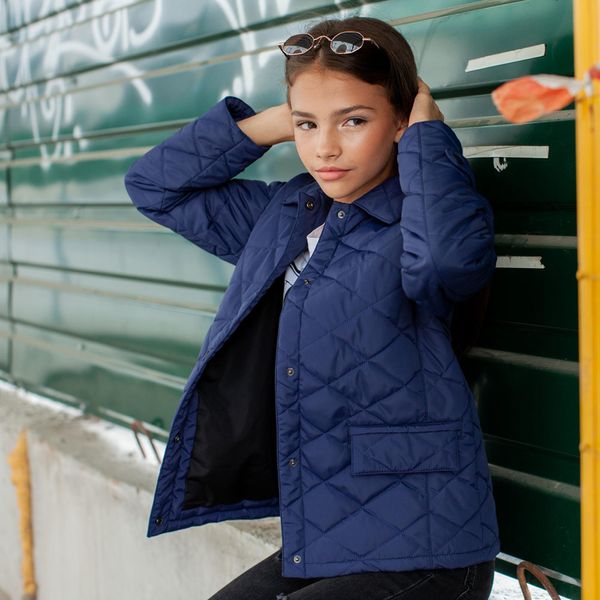 Демісезонна синя куртка на підлітка дівчинку J-001-19 Blue фото