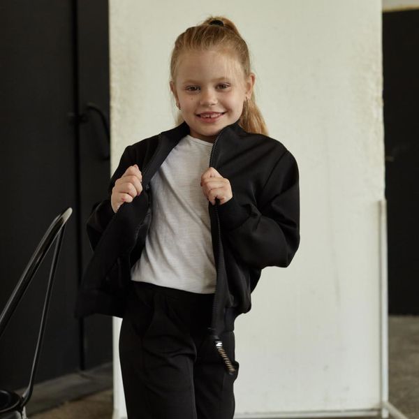 Дитячий шкільний костюм для дівчаток у чорному кольорі S-027-21 black фото
