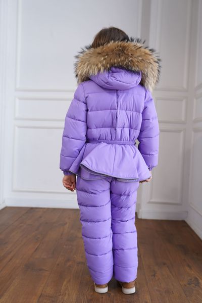 Дитячий зимовий комбінезон лавандового кольору з натуральною опушкою 10000440 фото