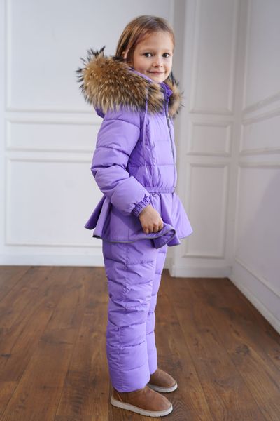 Дитячий зимовий комбінезон лавандового кольору з натуральною опушкою 10000440 фото