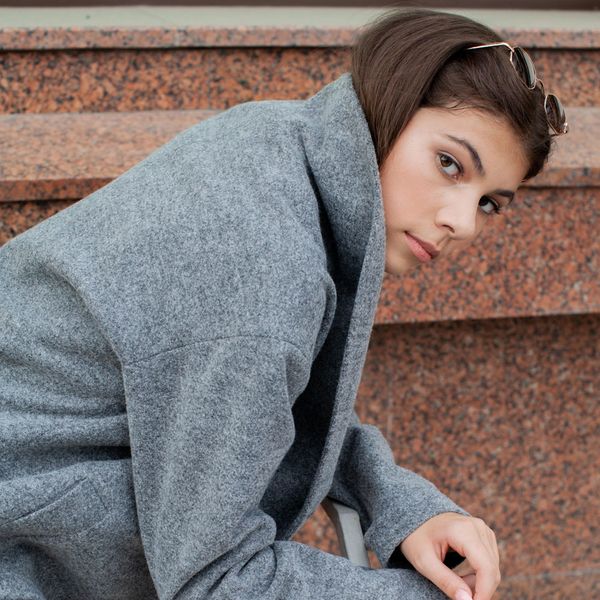 Підліткове кашемірове пальто сірого кольору на дівчинку C-0012-19 grey фото