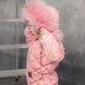 Дитячий однотонний зимовий комбінезон рожевого кольору і знімною опушкою з натурального хутра wk-007-19 powder фото 2