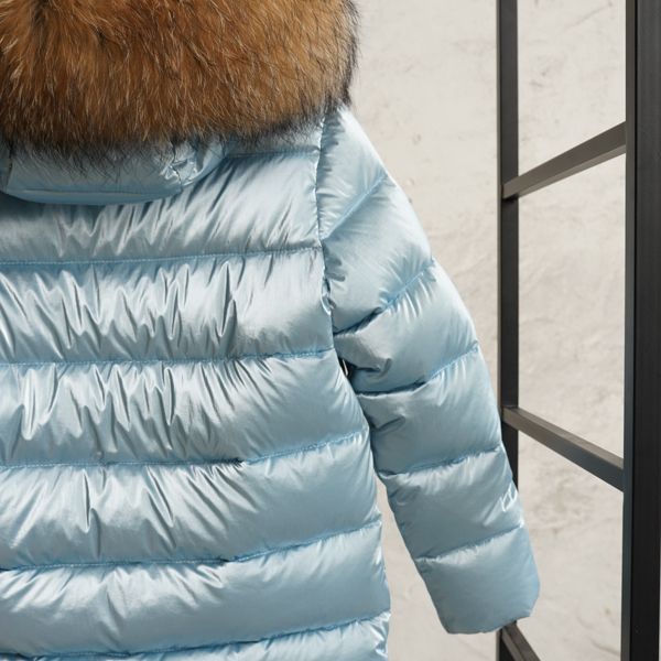 Підліткова зимова куртка з натуральноі опушки в блакитному кольорідля дівчинки WJ-078-22 blue фото