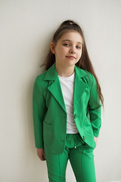 Дитячий ,підлітковий літній брючний костюм в зеленому кольорі для дівчинки S-018-22 green фото