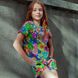 Дитячий костюм футболка і шорти для дівчинки з квітами S-003-21 green фото 3