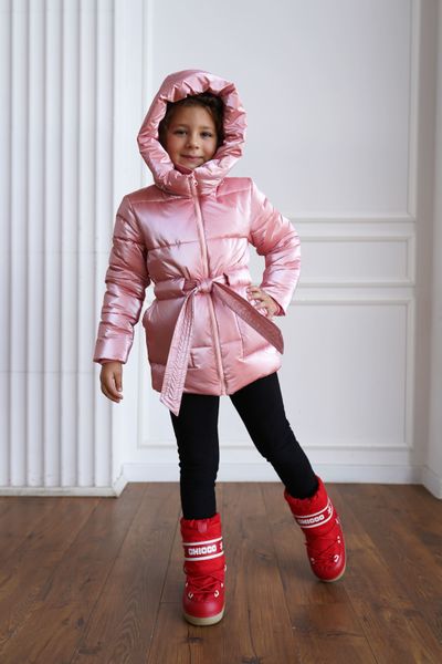 Дитяча зимова куртка рожевого кольору на дівчинку 10000140 фото
