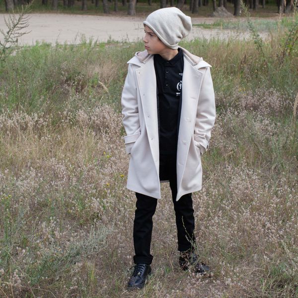 Підліткове кашемірове пальто білого кольору на хлопчика C-0014-19 beige фото