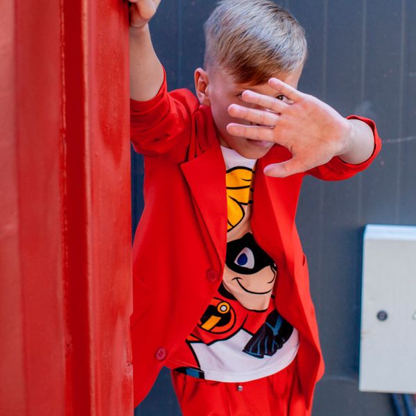 Дитячий підлітковий літній брючний костюм в червоному кольорі для хлопчика S-014-19 red фото