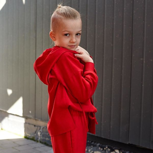 Дитячий костюм з льону для хлопчиків в червоному кольорі S-55-21 red boys фото