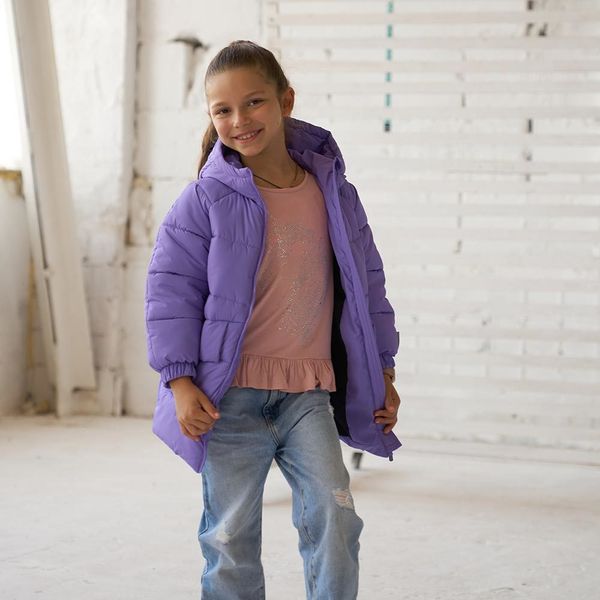 Дитяча подовжена зимова куртка в фіолетовому кольорі для дівчинки WJ-078-21 violet girl фото