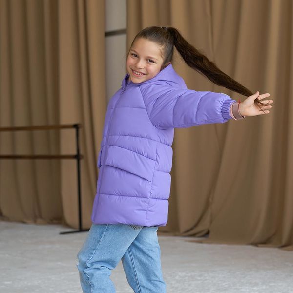Дитяча подовжена зимова куртка в фіолетовому кольорі для дівчинки WJ-078-21 violet girl фото