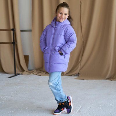 Дитяча подовжена зимова куртка в фіолетовому кольорі для дівчинки WJ-078-21 violet girl фото