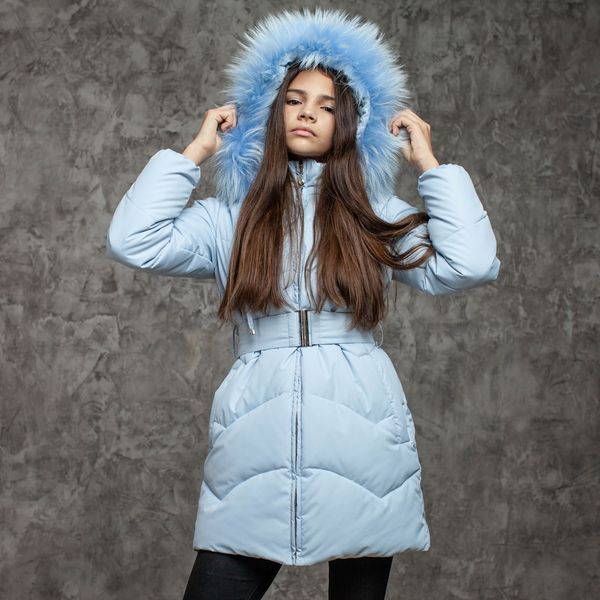Пальто зимове підліткове для дівчаток W-0046-18 blue фото
