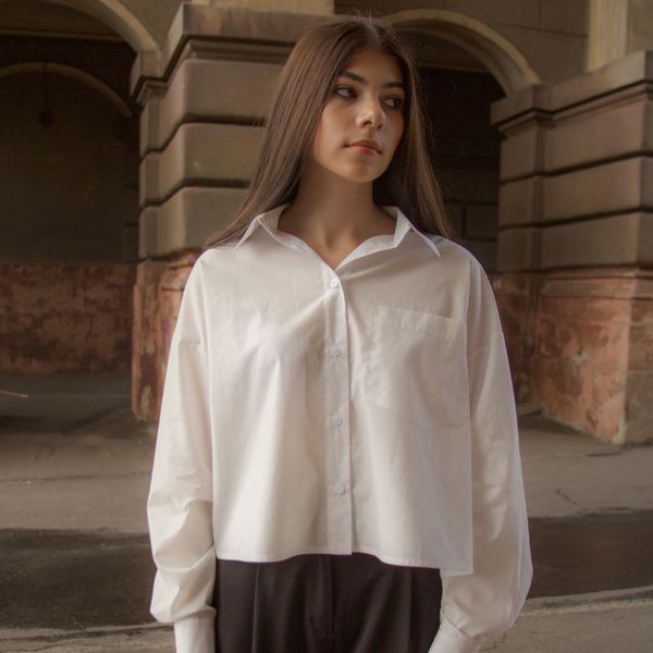 Підліткова сорочка для дівчинки в білому кольорі оверсайз SH-001-21 white фото