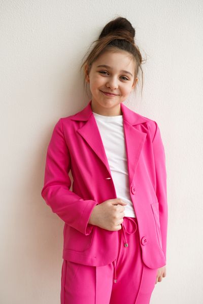 Дитячий,підлітковий літній брючний костюм в малиновому кольорі для дівчат S-019-22 malina фото