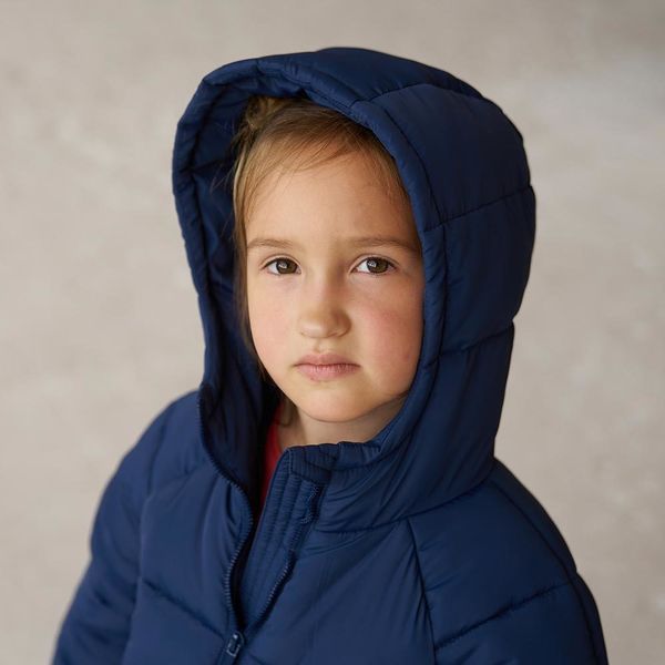 Дитяча подовжена зимова куртка в синьому кольорі для дівчинки WJ-078-21 blue girl фото