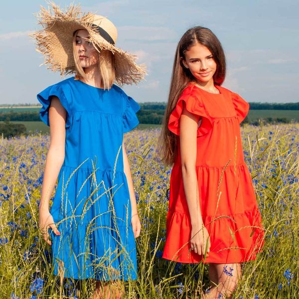 Дитяча, підліткова літня сукня для дівчинки у червоному кольорі D-003-21 red фото