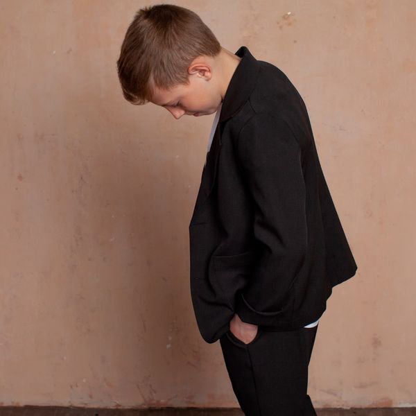 Дитячий, підлітковий літній брючний костюм в чорному кольорі для хлопчика S-016-19 black фото