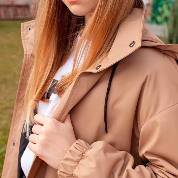 Підліткова світло-коричнева парка на дівчинку S parka-001-21 beige girl фото